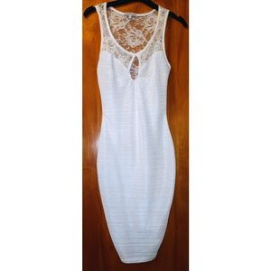 Charlotte Russe Ivory Lace Sleeveless Midi Dress